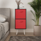 Black 2-Tier 2-Drawer Cube Shelving Unit with Scandinavian Legs