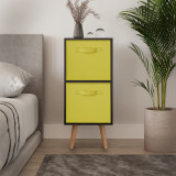 Black 2-Tier 2-Drawer Cube Shelving Unit with Scandinavian Legs