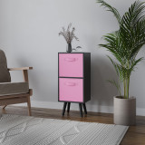 Black 2-Tier 2-Drawer Cube Shelving Unit with Scandinavian Legs