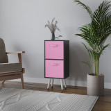 Black 2-Tier 2-Drawer Cube Shelving Unit with Scandinavian Legs