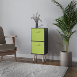 Black 2-Tier 2-Drawer Cube Shelving Unit with Scandinavian Legs