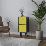 Black 2-Tier 2-Drawer Cube Shelving Unit with Scandinavian Legs