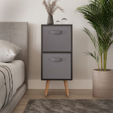 Black 2-Tier 2-Drawer Cube Shelving Unit with Scandinavian Legs