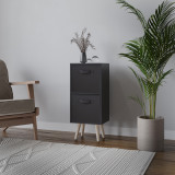 Black 2-Tier 2-Drawer Cube Shelving Unit with Scandinavian Legs