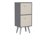 Grey 2-Tier 2-Drawer Cube Shelving Unit with Scandinavian Legs