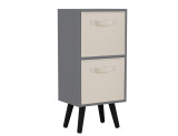 Grey 2-Tier 2-Drawer Cube Shelving Unit with Scandinavian Legs