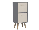 Grey 2-Tier 2-Drawer Cube Shelving Unit with Scandinavian Legs