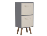 Grey 2-Tier 2-Drawer Cube Shelving Unit with Scandinavian Legs