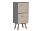 Grey 2-Tier 2-Drawer Cube Shelving Unit with Scandinavian Legs
