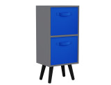 Grey 2-Tier 2-Drawer Cube Shelving Unit with Scandinavian Legs