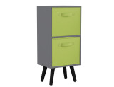 Grey 2-Tier 2-Drawer Cube Shelving Unit with Scandinavian Legs