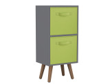 Grey 2-Tier 2-Drawer Cube Shelving Unit with Scandinavian Legs