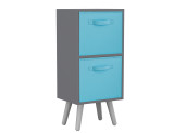 Grey 2-Tier 2-Drawer Cube Shelving Unit with Scandinavian Legs