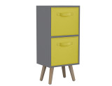 Grey 2-Tier 2-Drawer Cube Shelving Unit with Scandinavian Legs