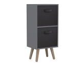 Grey 2-Tier 2-Drawer Cube Shelving Unit with Scandinavian Legs