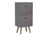 Grey 2-Tier 2-Drawer Cube Shelving Unit with Scandinavian Legs