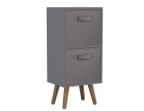 Grey 2-Tier 2-Drawer Cube Shelving Unit with Scandinavian Legs