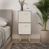 Grey 2-Tier 2-Drawer Cube Shelving Unit with Scandinavian Legs