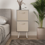 Grey 2-Tier 2-Drawer Cube Shelving Unit with Scandinavian Legs