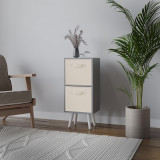 Grey 2-Tier 2-Drawer Cube Shelving Unit with Scandinavian Legs