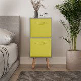 Grey 2-Tier 2-Drawer Cube Shelving Unit with Scandinavian Legs