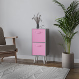 Grey 2-Tier 2-Drawer Cube Shelving Unit with Scandinavian Legs