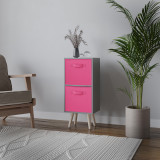 Grey 2-Tier 2-Drawer Cube Shelving Unit with Scandinavian Legs