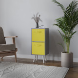 Grey 2-Tier 2-Drawer Cube Shelving Unit with Scandinavian Legs