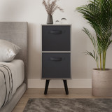 Grey 2-Tier 2-Drawer Cube Shelving Unit with Scandinavian Legs
