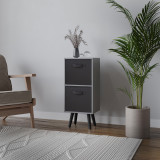 Grey 2-Tier 2-Drawer Cube Shelving Unit with Scandinavian Legs