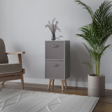 Grey 2-Tier 2-Drawer Cube Shelving Unit with Scandinavian Legs