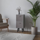 Grey 2-Tier 2-Drawer Cube Shelving Unit with Scandinavian Legs
