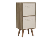 Oak 2-Tier 2-Drawer Cube Shelving Unit with Scandinavian Legs