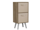 Oak 2-Tier 2-Drawer Cube Shelving Unit with Scandinavian Legs