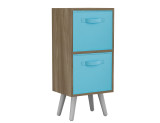 Oak 2-Tier 2-Drawer Cube Shelving Unit with Scandinavian Legs