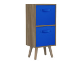 Oak 2-Tier 2-Drawer Cube Shelving Unit with Scandinavian Legs