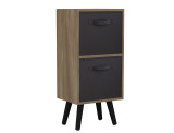 Oak 2-Tier 2-Drawer Cube Shelving Unit with Scandinavian Legs