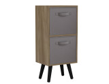 Oak 2-Tier 2-Drawer Cube Shelving Unit with Scandinavian Legs