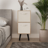 Oak 2-Tier 2-Drawer Cube Shelving Unit with Scandinavian Legs