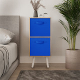 Oak 2-Tier 2-Drawer Cube Shelving Unit with Scandinavian Legs