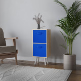 Oak 2-Tier 2-Drawer Cube Shelving Unit with Scandinavian Legs