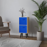 Oak 2-Tier 2-Drawer Cube Shelving Unit with Scandinavian Legs