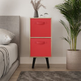 Oak 2-Tier 2-Drawer Cube Shelving Unit with Scandinavian Legs