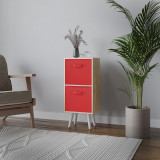 Oak 2-Tier 2-Drawer Cube Shelving Unit with Scandinavian Legs
