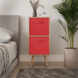 Oak 2-Tier 2-Drawer Cube Shelving Unit with Scandinavian Legs