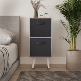 Oak 2-Tier 2-Drawer Cube Shelving Unit with Scandinavian Legs