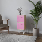 Oak 2-Tier 2-Drawer Cube Shelving Unit with Scandinavian Legs