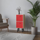 Oak 2-Tier 2-Drawer Cube Shelving Unit with Scandinavian Legs