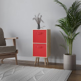 Oak 2-Tier 2-Drawer Cube Shelving Unit with Scandinavian Legs