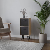 Oak 2-Tier 2-Drawer Cube Shelving Unit with Scandinavian Legs